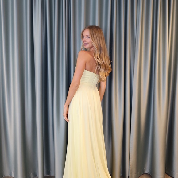 Elegant Yellow Strapless Maxi Dress - Picture 1 of 5